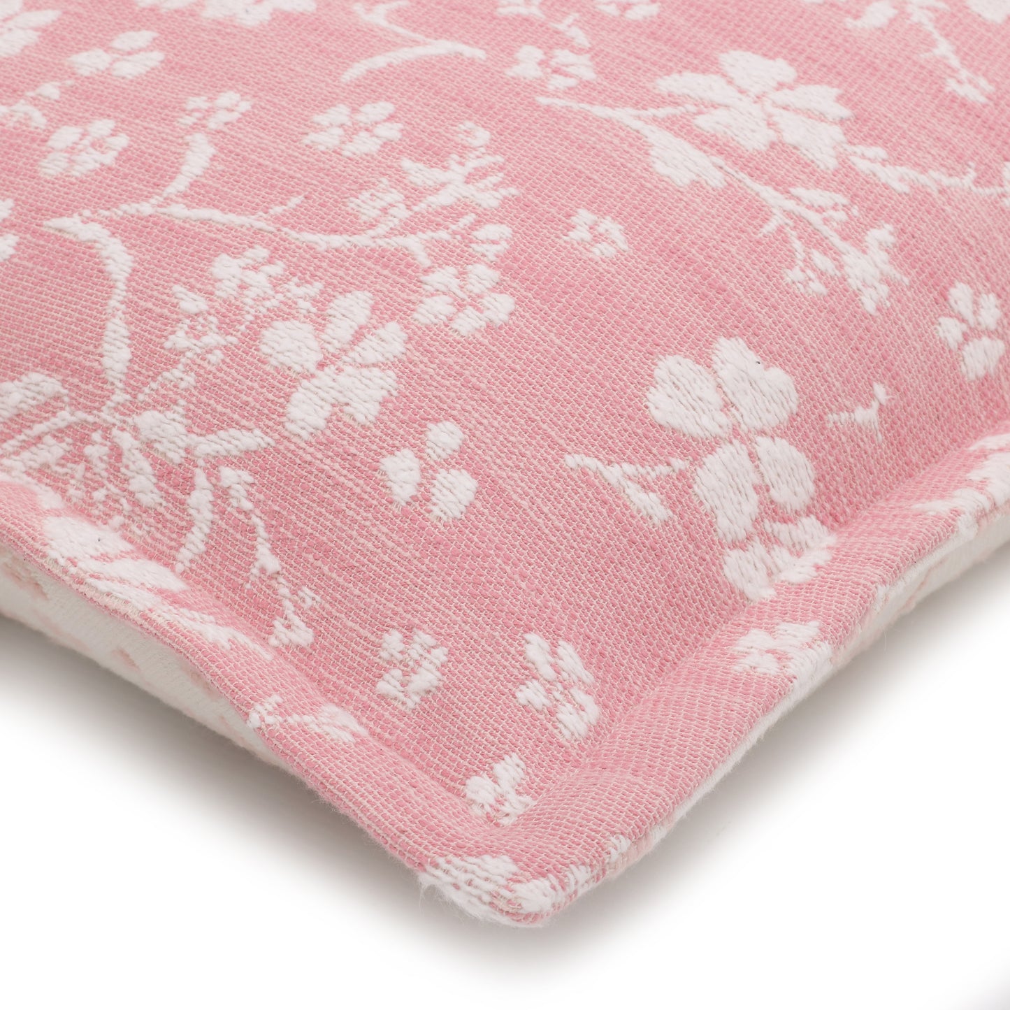 Pink Floral Jacquard Cushion Cover