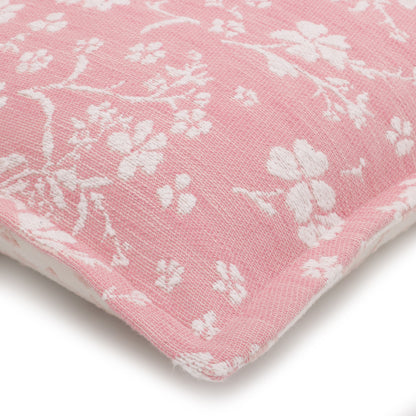 Pink Floral Jacquard Cushion Cover