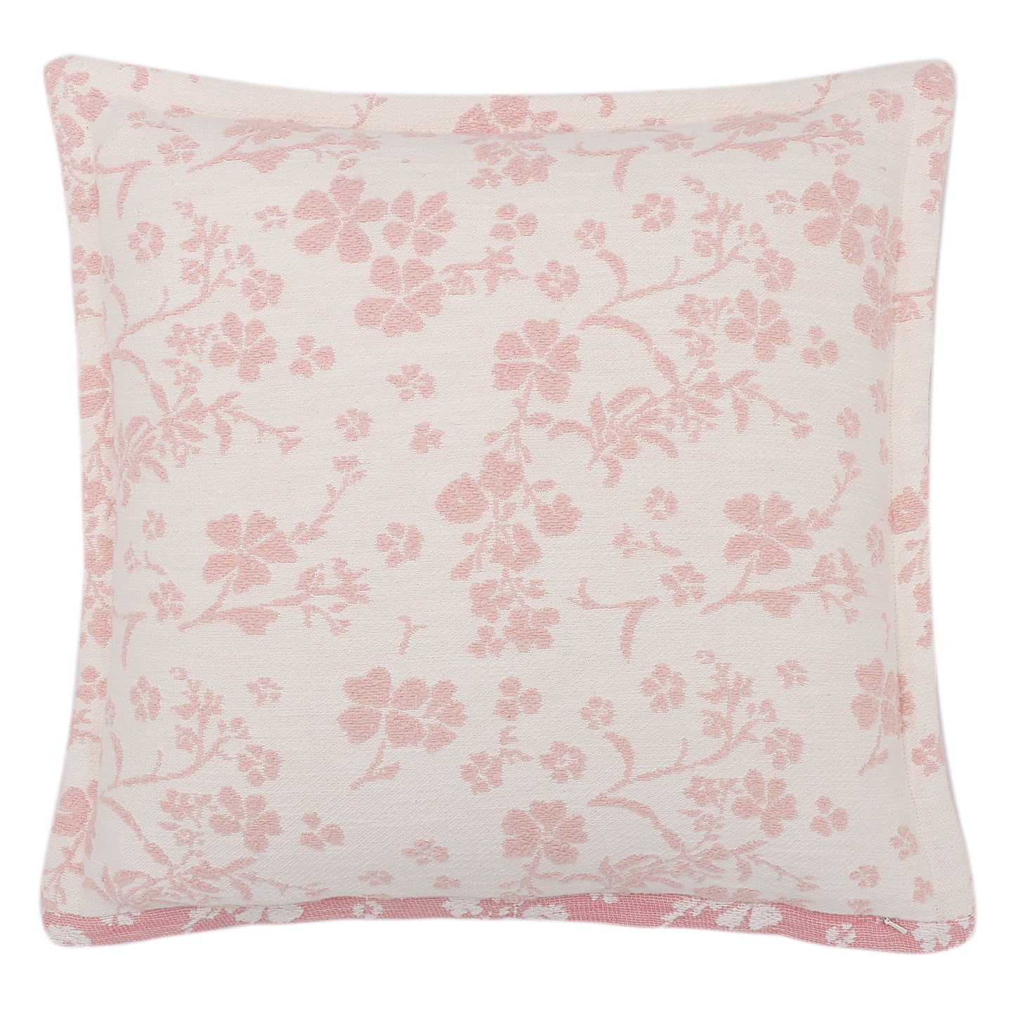 Pink Floral Jacquard Cushion Cover