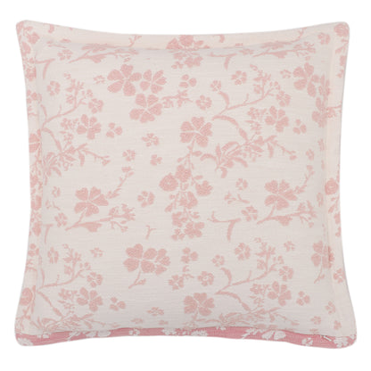Pink Floral Jacquard Cushion Cover