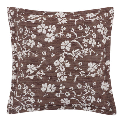 Brown Floral Jacquard Cushion Cover