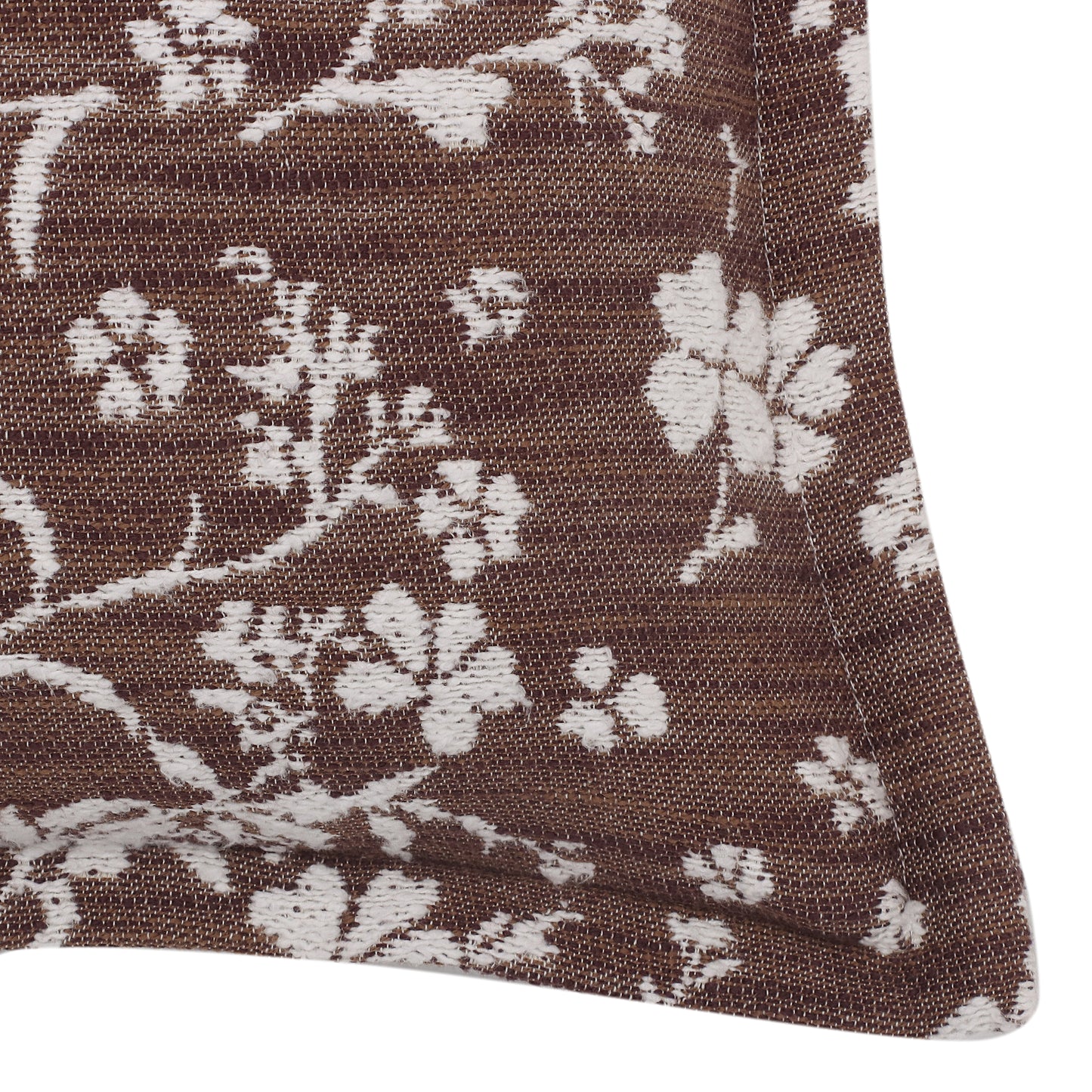Brown Floral Jacquard Cushion Cover