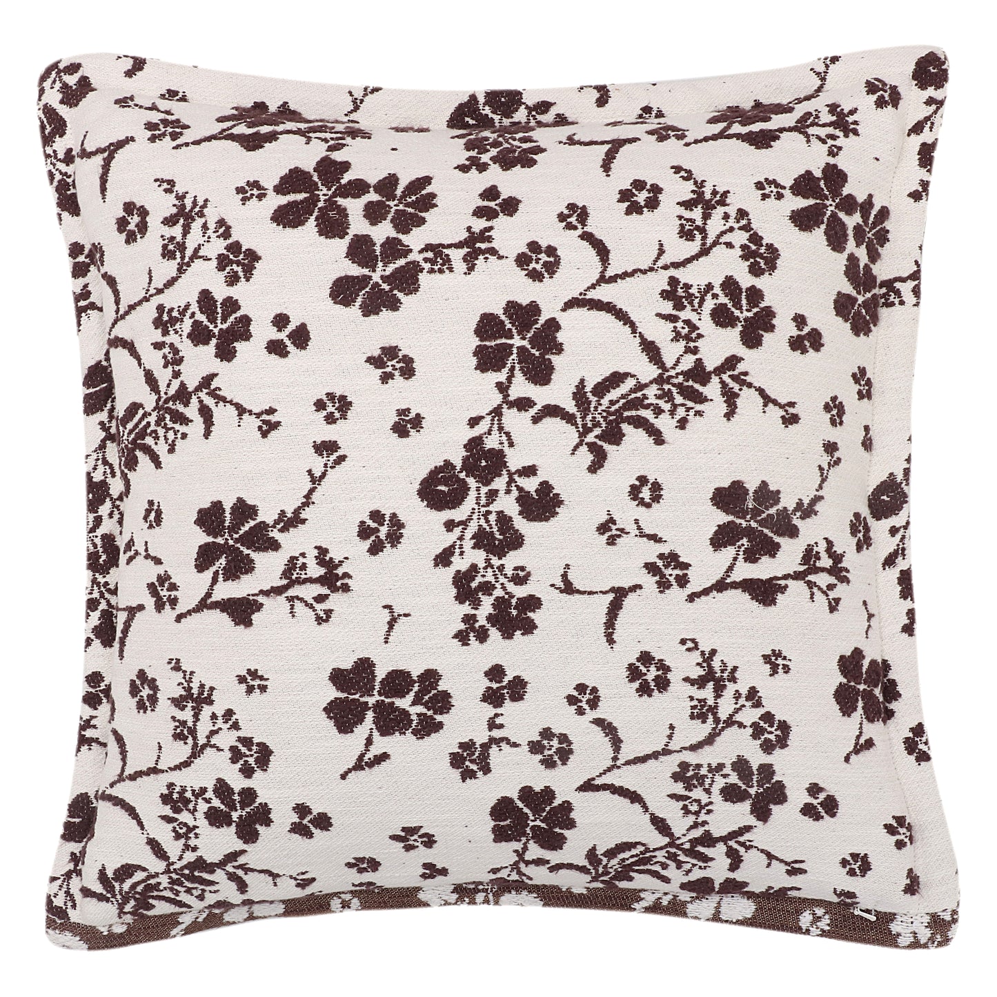 Brown Floral Jacquard Cushion Cover