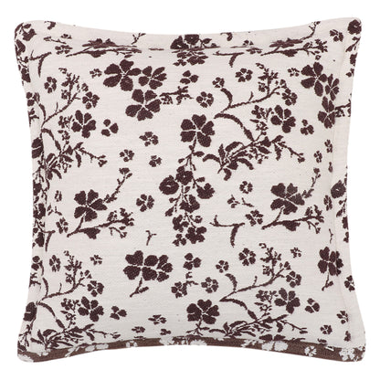 Brown Floral Jacquard Cushion Cover