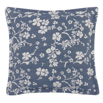 Blue Floral Jacquard Cushion Cover