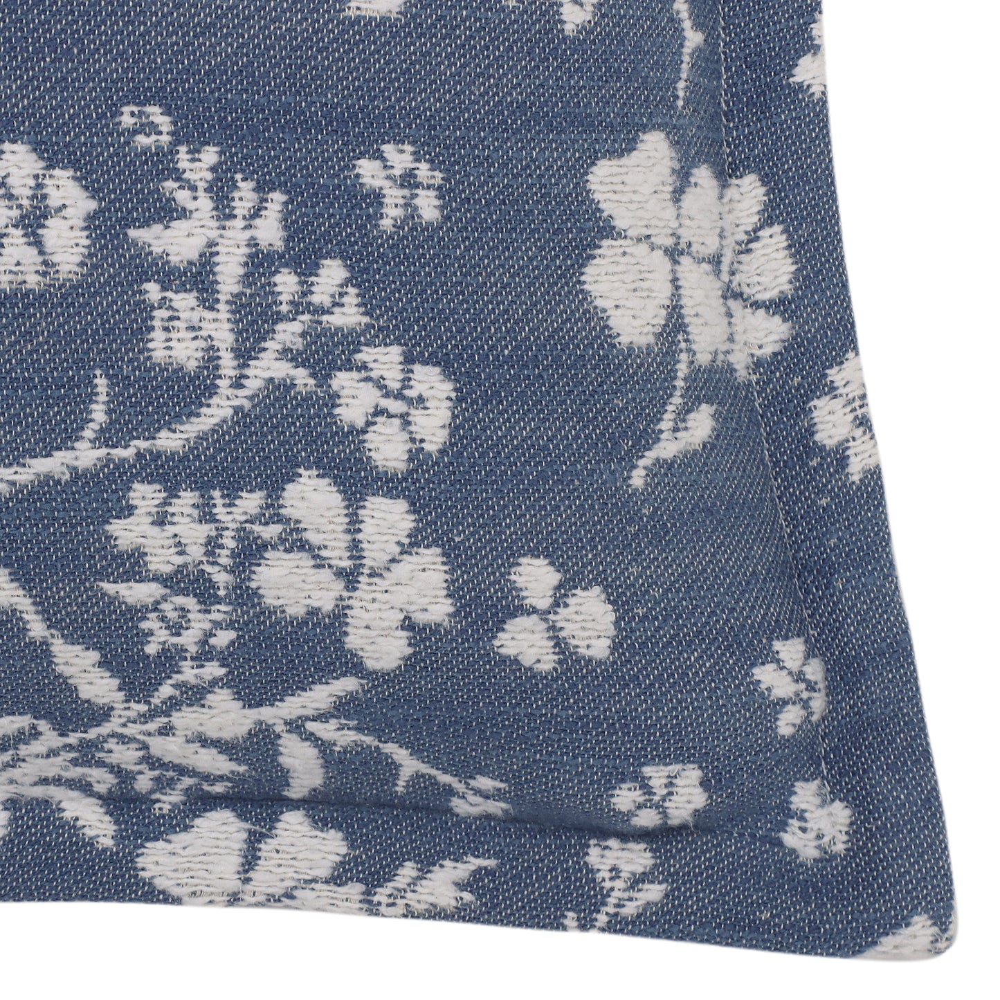 Blue Floral Jacquard Cushion Cover