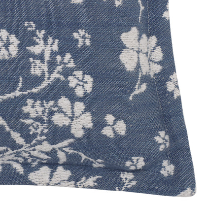 Blue Floral Jacquard Cushion Cover