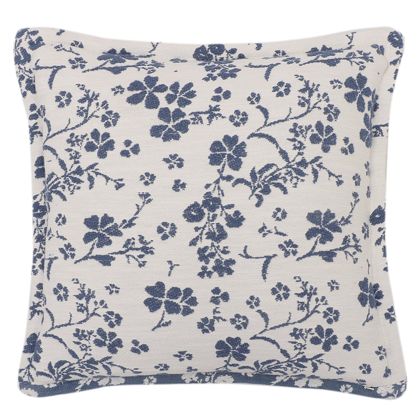 Blue Floral Jacquard Cushion Cover