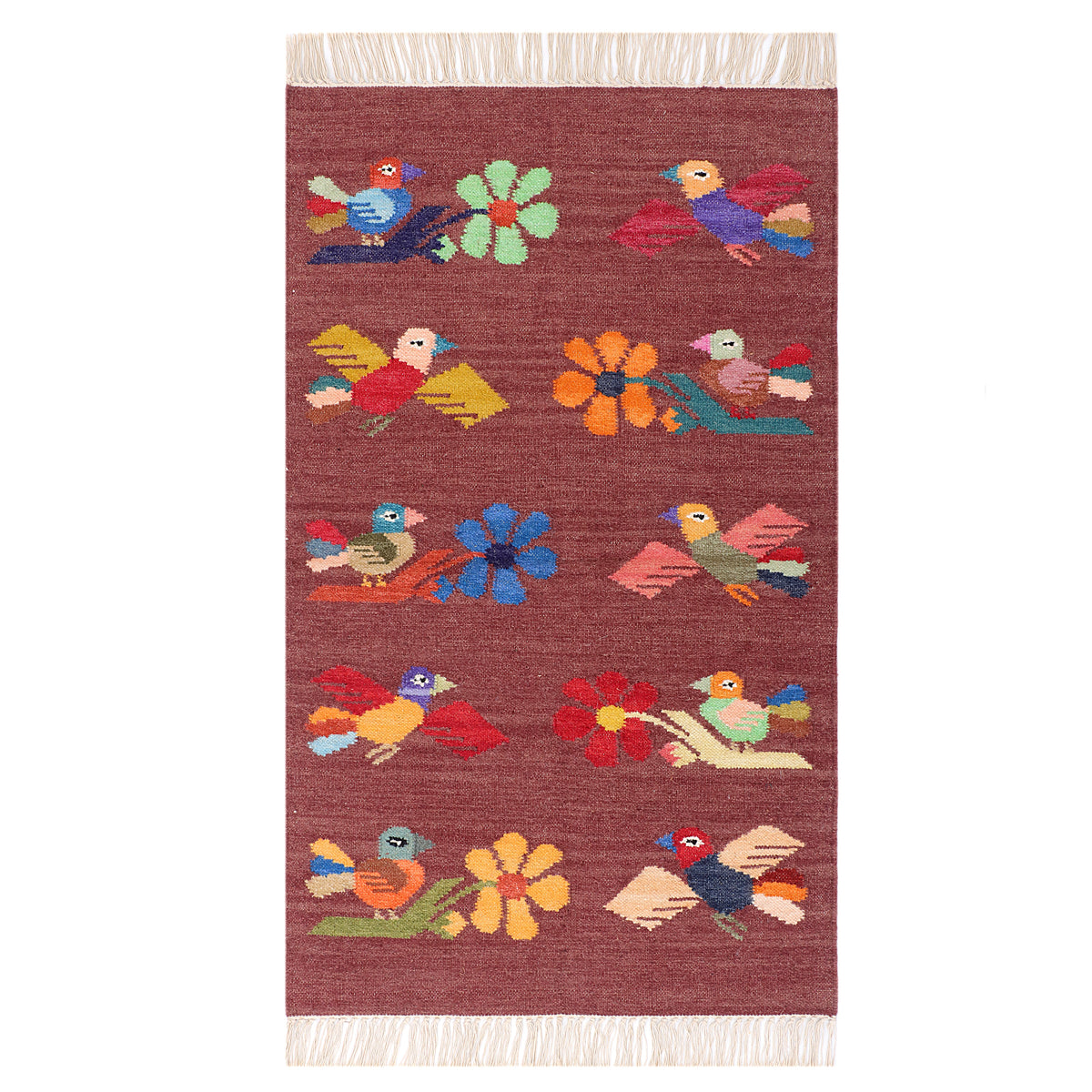 Birds & Floral Hand Woven Kilim 2.5'x4.5'
