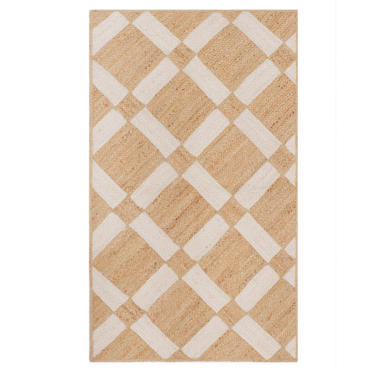 Cottage Grid Natural Jute Rug