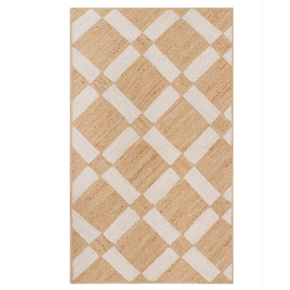 Cottage Grid Natural Jute Rug