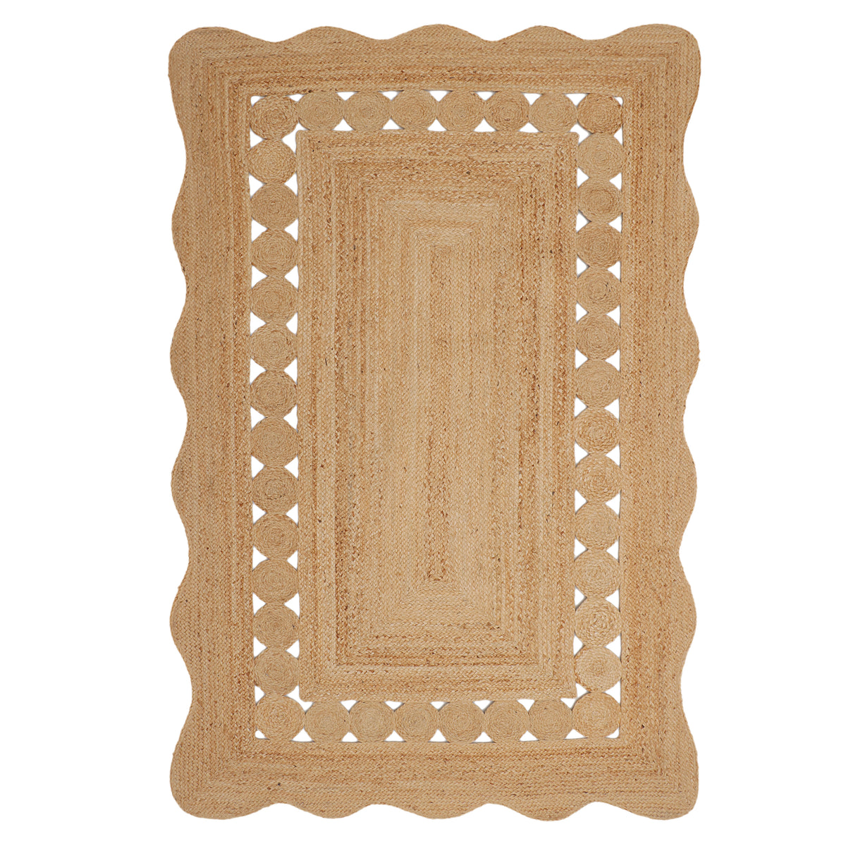 Hand Braided Scalloped Jute Rug