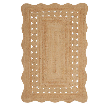 Hand Braided Scalloped Jute Rug