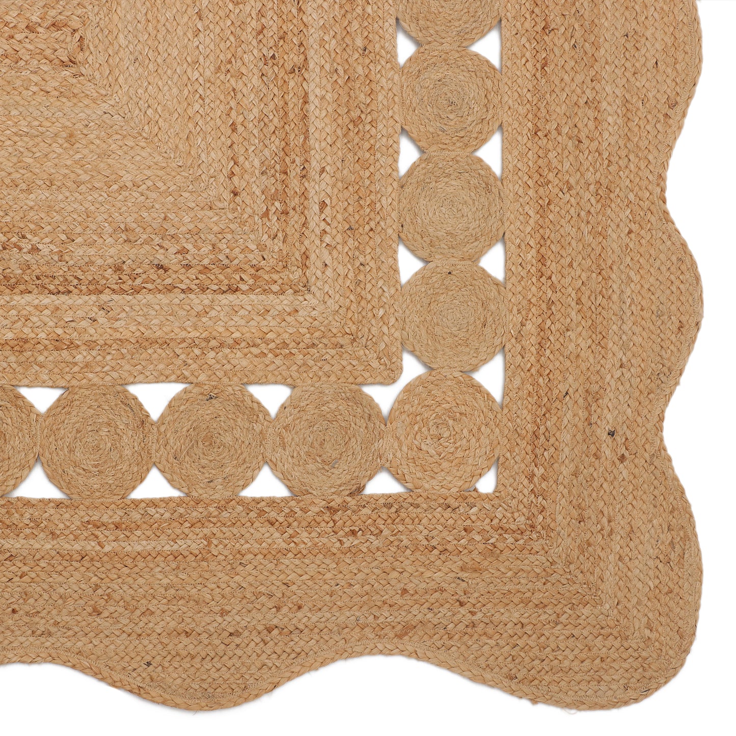 Hand Braided Scalloped Jute Rug