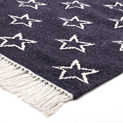 Blue & White Star Woven Kilim - 8'x10'
