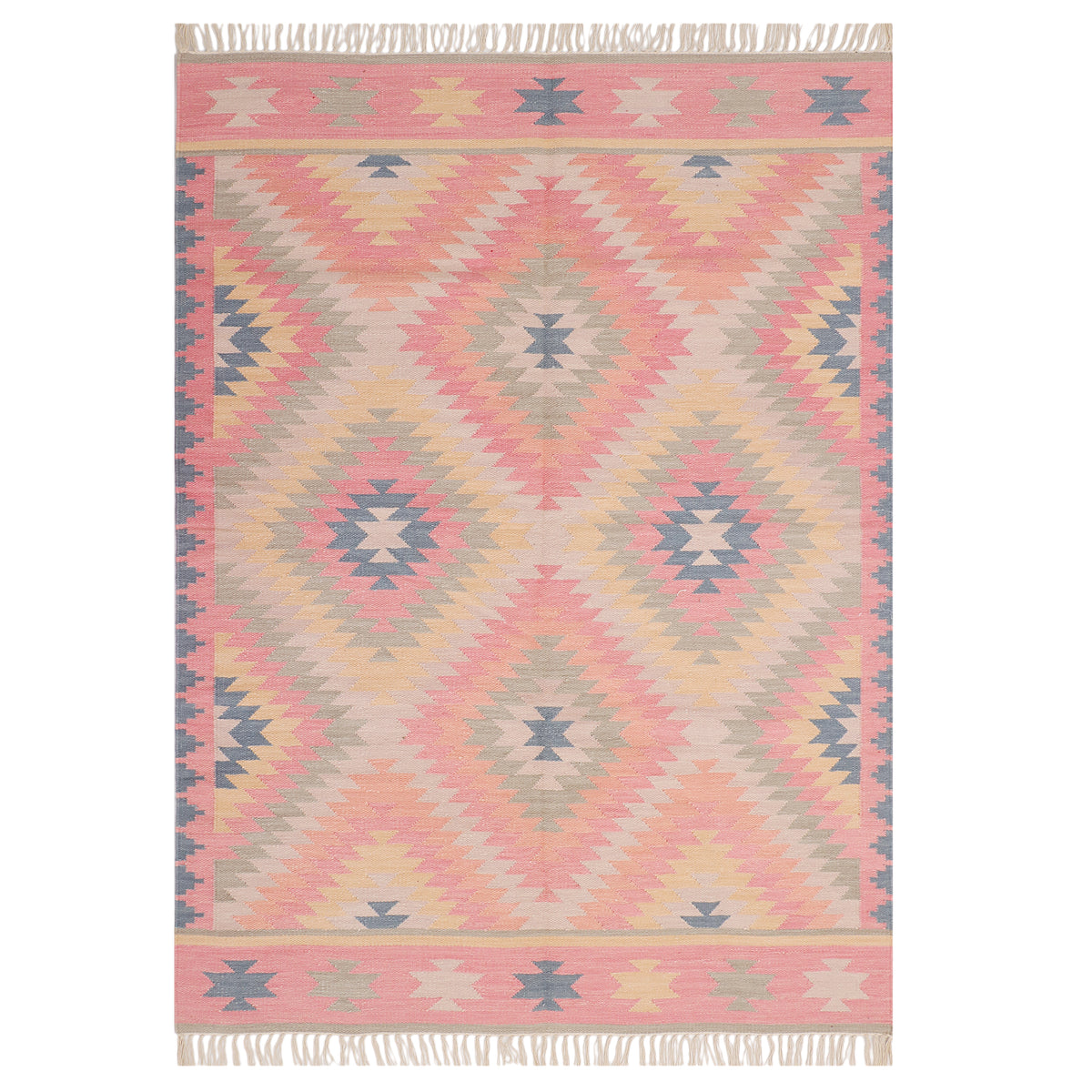 Rose & Cream Hand Woven Kilim - 5'x8'