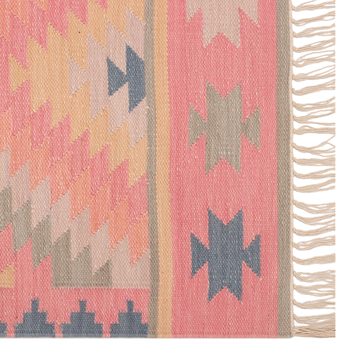 Rose & Cream Hand Woven Kilim - 5'x8'