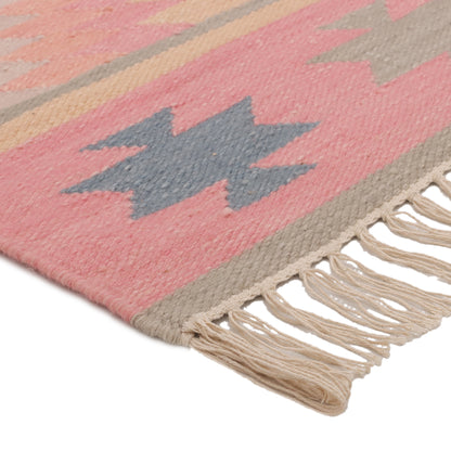 Rose & Cream Hand Woven Kilim - 5'x8'
