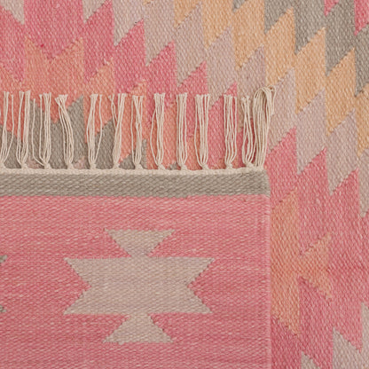 Rose & Cream Hand Woven Kilim - 5'x8'