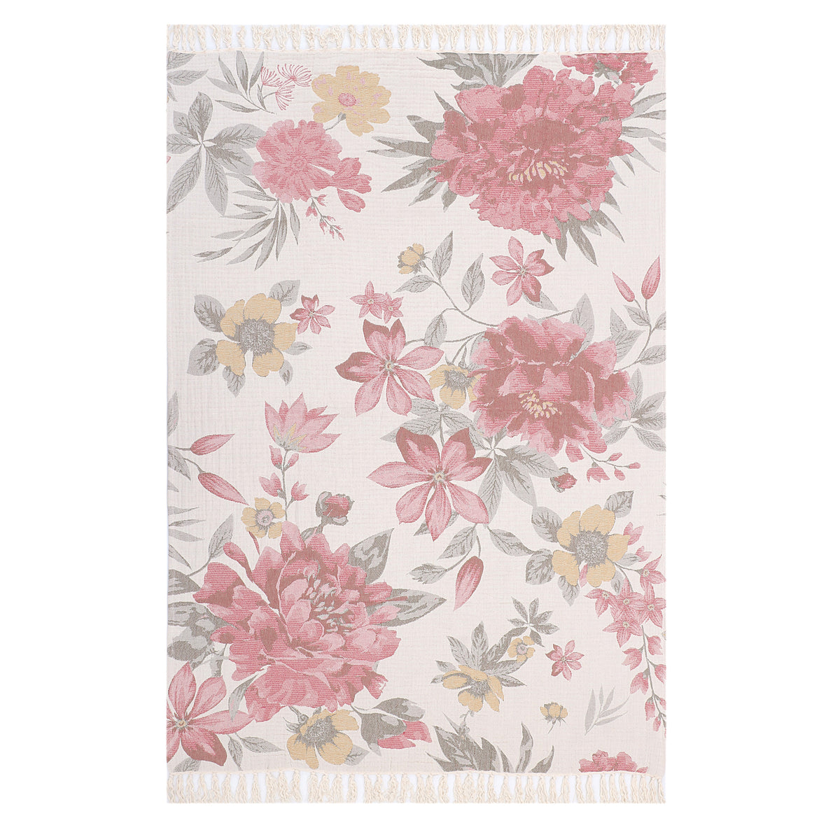 Reversible Blush Botanical Tapestry Throw