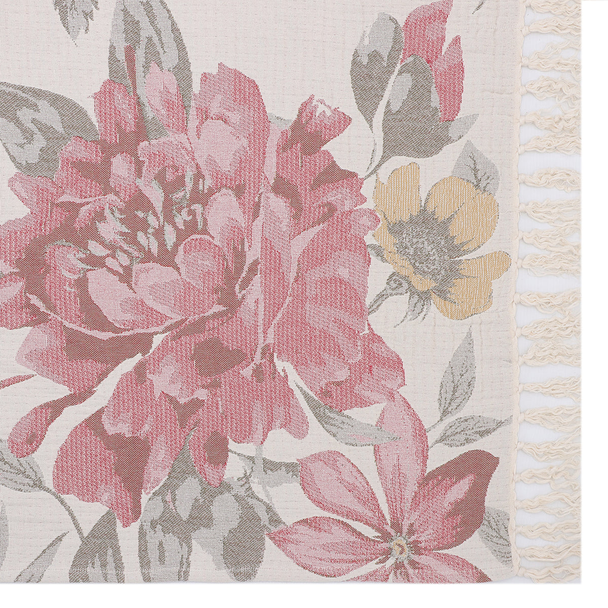 Reversible Blush Botanical Tapestry Throw