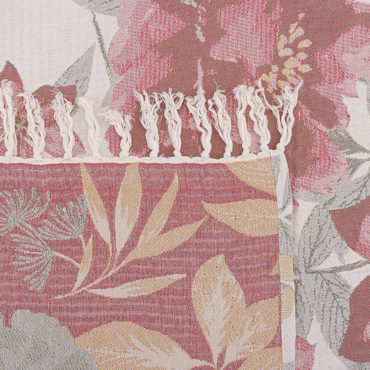 Reversible Blush Botanical Tapestry Throw