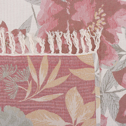 Reversible Blush Botanical Tapestry Throw