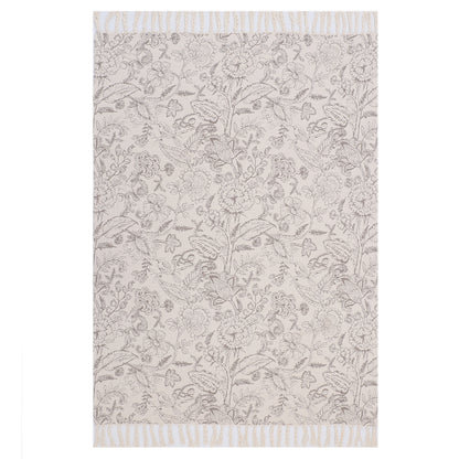 Reversible Botanical Print Fringe Throw