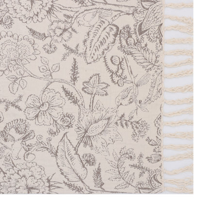 Reversible Botanical Print Fringe Throw
