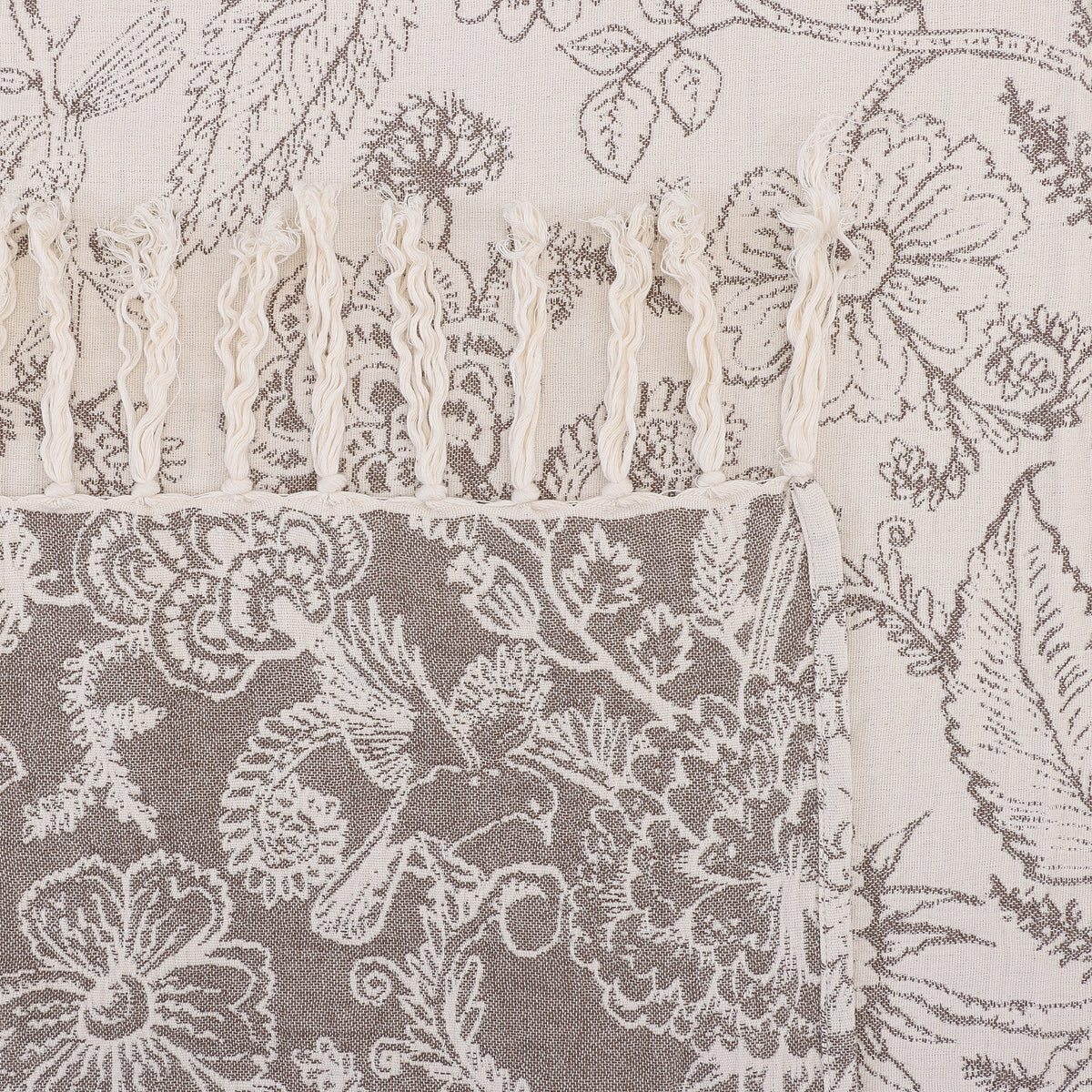 Reversible Botanical Print Fringe Throw