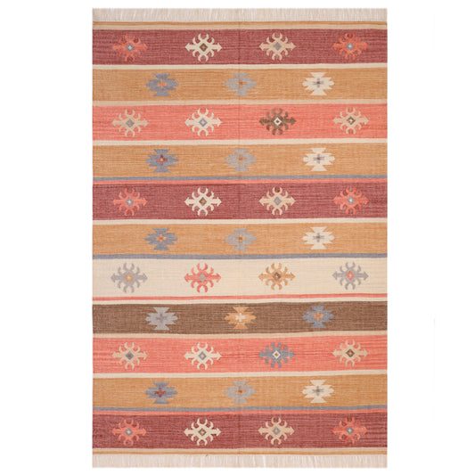 Multicolor Hand Woven Wool Rug - 6'x9'