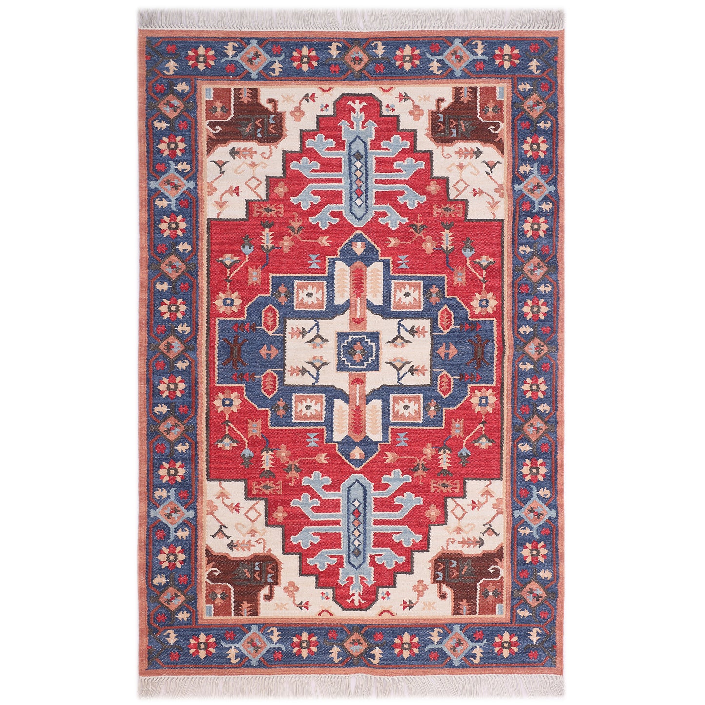 Red and Blue Punja Kilim - 5'x8'