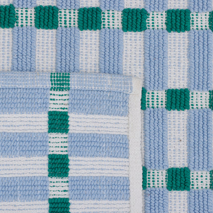 Blue and Green Cotton Bathmat