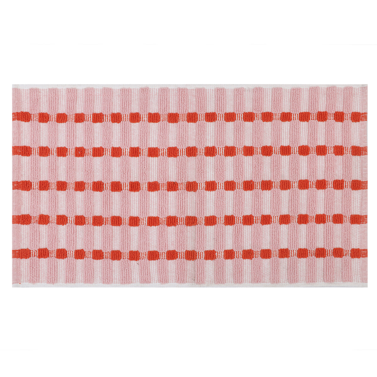 Pink Linear Cotton Bathmat
