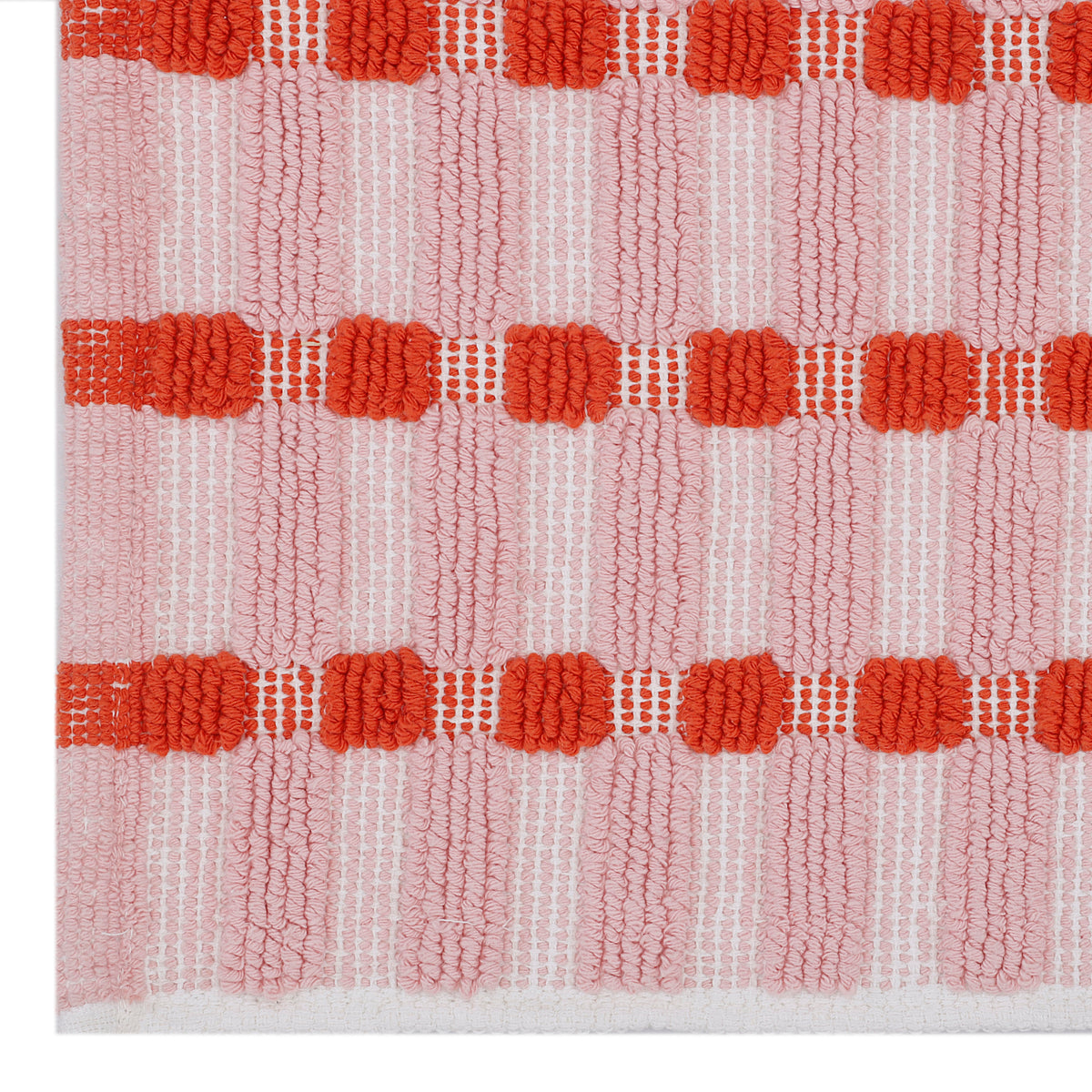 Pink Linear Cotton Bathmat