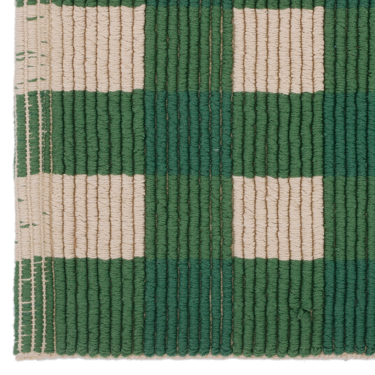 Green Checkered Cotton Bathmat