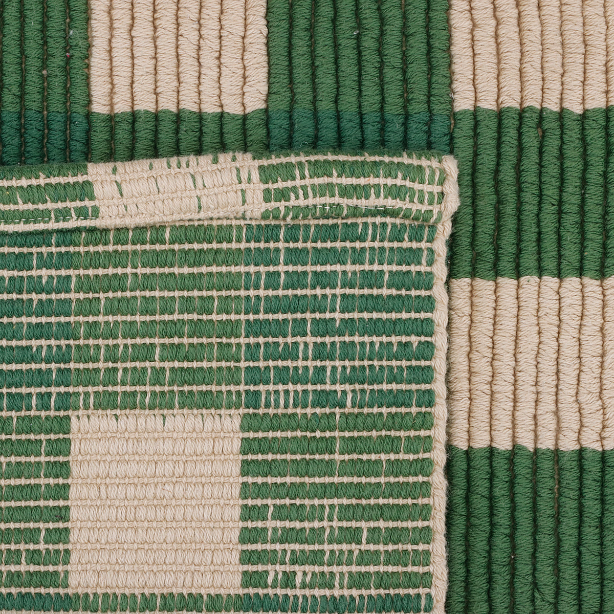 Green Checkered Cotton Bathmat