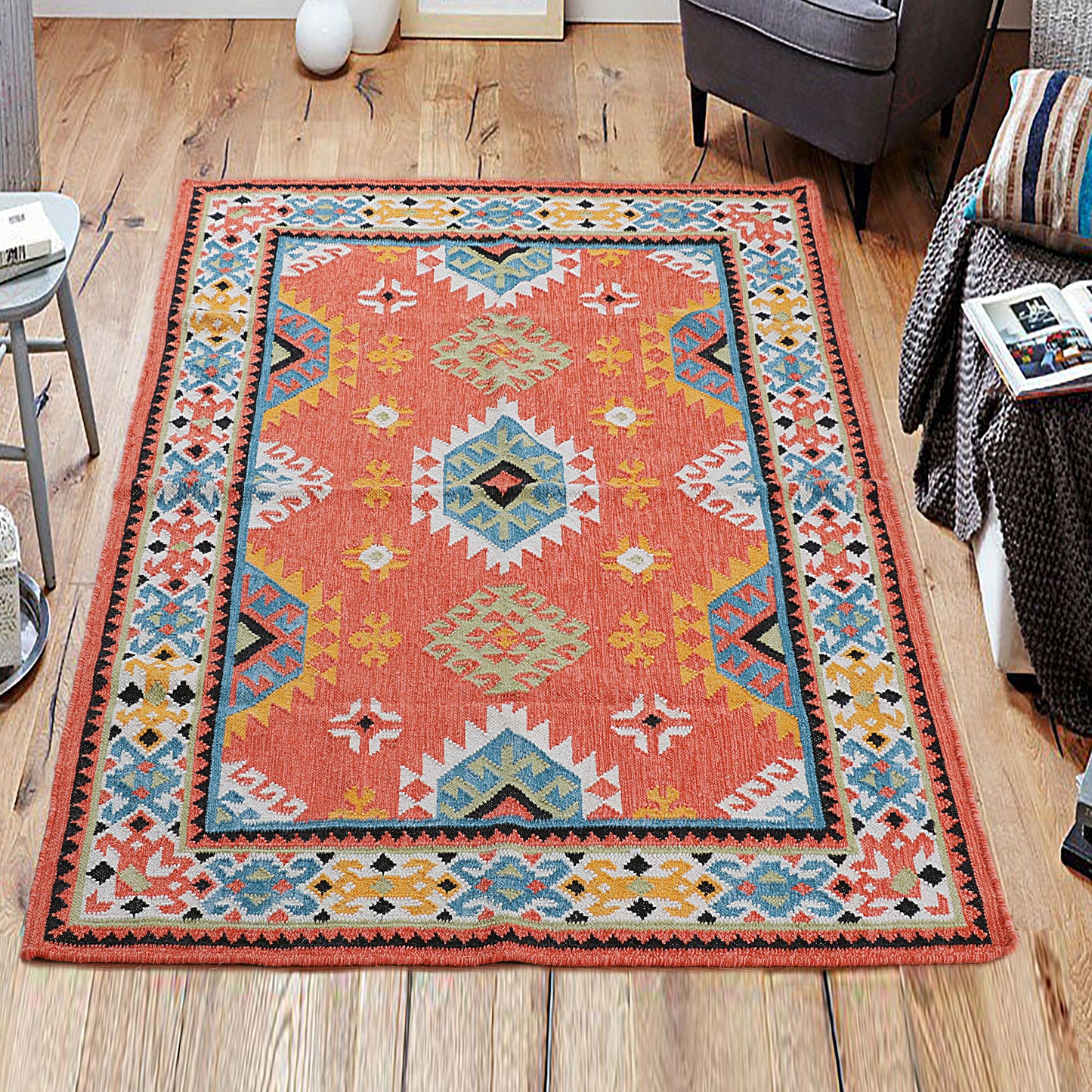 Multicolor Hand Woven Kilim - 4'x6'