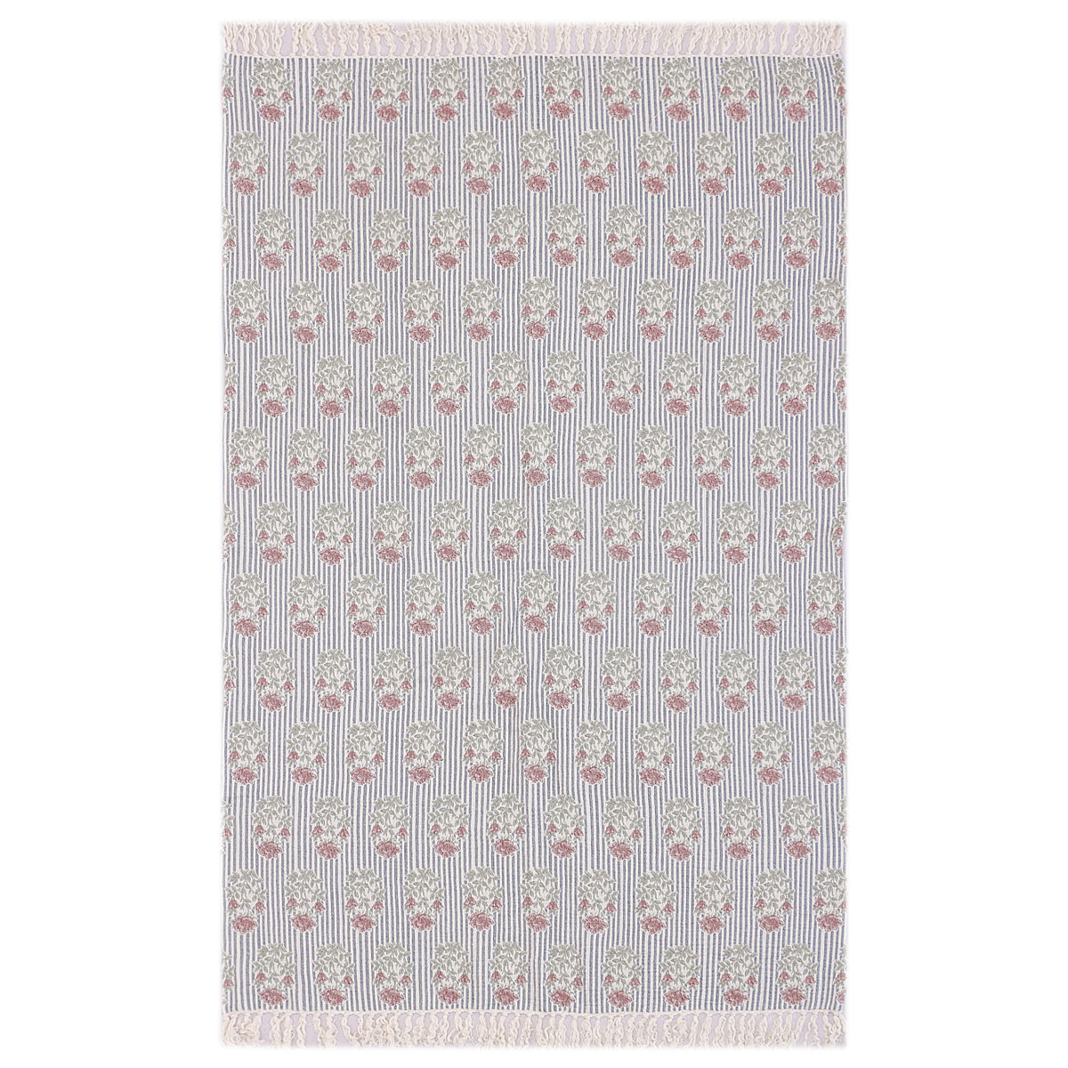 Reversible Block Print Floral Throw
