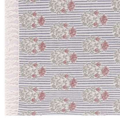 Reversible Block Print Floral Throw