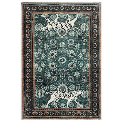 EMERALD GREEN LEOPARD PRINT RUG