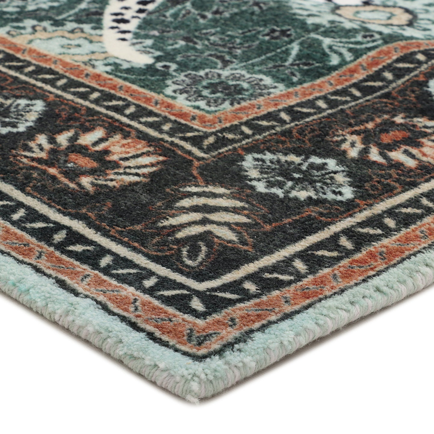 EMERALD GREEN LEOPARD PRINT RUG