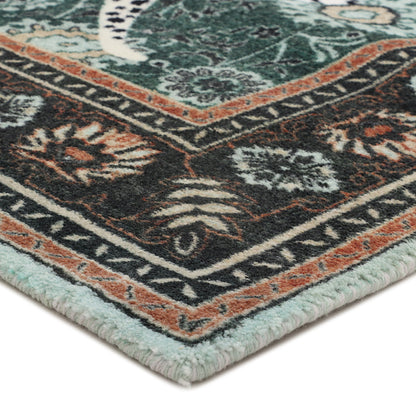 EMERALD GREEN LEOPARD PRINT RUG