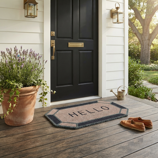 Octagonal Hello Coir Doormat