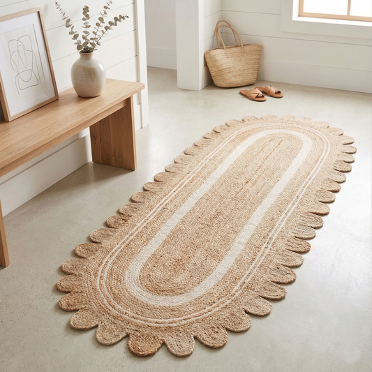 Scalloped Jute Braided Runner