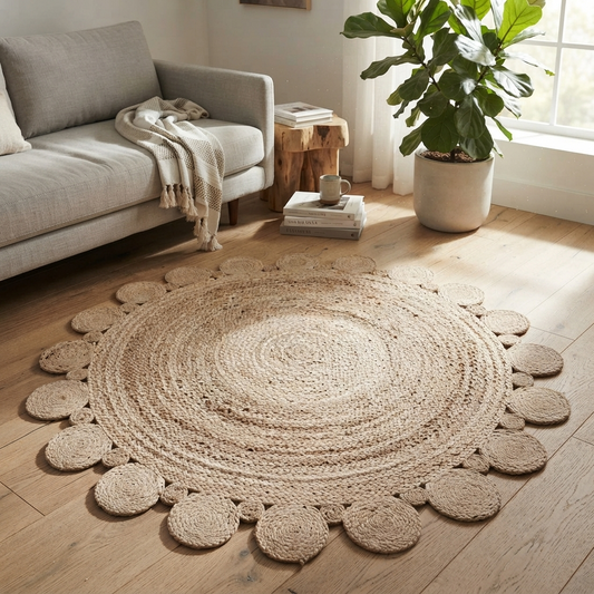 Round Hand Braided Jute Rug